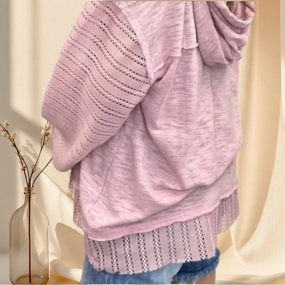 POL Mauve Pink Lightweight Knit Hoodie - Picture 3 of 5
